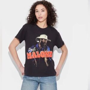 Black Graphic T-Shirt with Post Malone Design